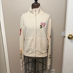 Lucky Brand Cream Floral Bomber Jacket